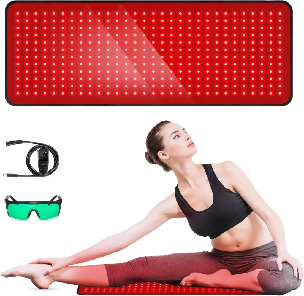 Almohadilla de terapia de luz roja de 31,5" x 11,8" con 360 LED para aliviar el dolor en la espalda, la cintura, los hombros y la rodilla