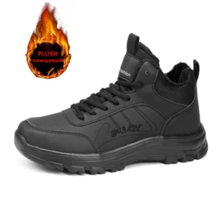 Botas de marca para hombre, botas de nieve cálidas de felpa, Botas de senderismo antideslizantes para exteriores, zapatillas impermeables de alta calidad, botas de invierno para hombre, talla 39-46