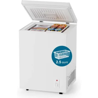 Congelador horizontal de 2,5 pies cúbicos con cesta extraíble Congelador pequeño 6 configuraciones de temperatura Diseño de bajo consumo solo