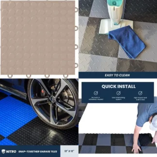 Azulejos de plástico entrelazados 12x12 antideslizantes para piso de garaje para una fácil instalación a enganche, ideales para organización de garaje y St