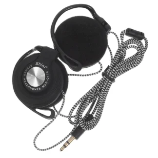 Auriculares con gancho para la oreja con Clip negro con Cable, auriculares estéreo de 3,5mm, Cable duradero, almohadilla para la oreja cómoda para ordenador, reproductor Mp3, Dvd