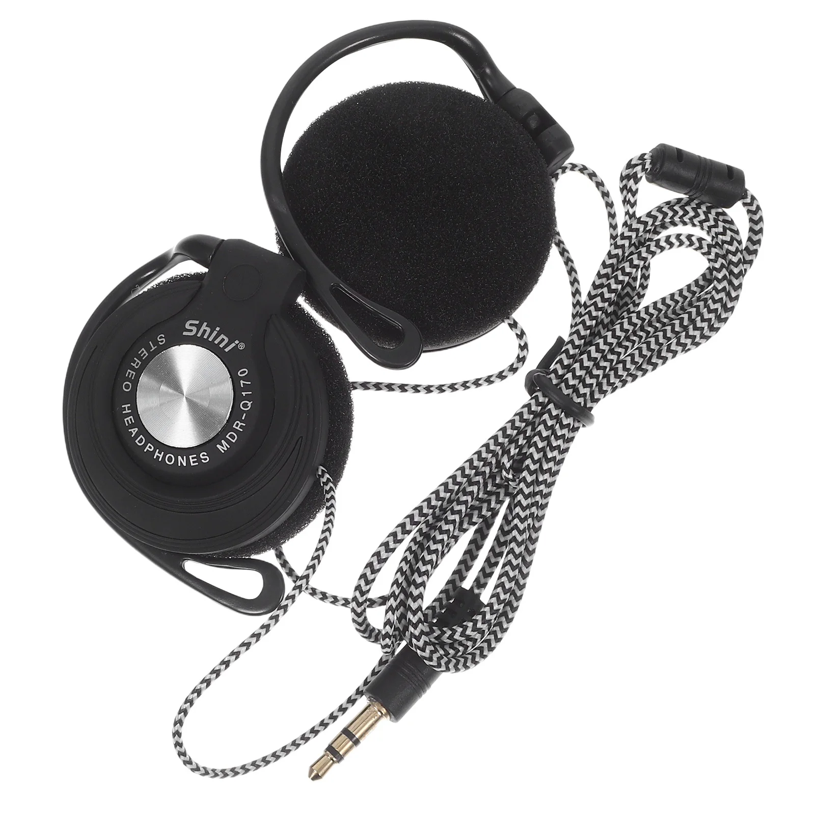 Auriculares con gancho para la oreja con Clip negro con Cable, auriculares estéreo de 3,5mm, Cable duradero, almohadilla para la oreja cómoda para ordenador, reproductor Mp3, Dvd