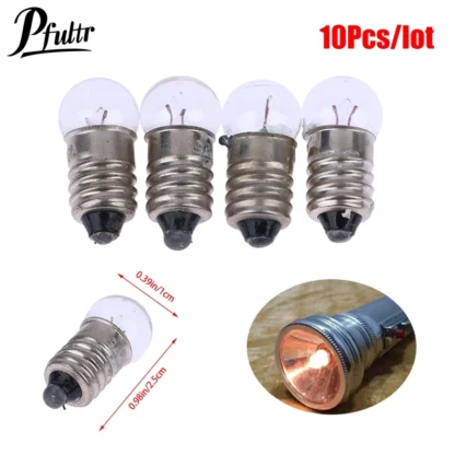 10 Uds. De cañón de luz pequeño redondo en miniatura de 1,5 V, 2,5 V y 3,8 V para experimentos de estudiantes, bombillas pequeñas, cuentas de bombilla para linterna
