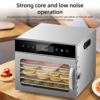 Deshidratadores para alimentos y cecillos con temporizador y luz 24H, 6 estantes de secado 800W 30-90 ℃ Deshidratador de frutas y verduras con pantalla táctil