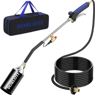 Kit de antorcha para malas hierbas de propano de alto rendimiento con autoencendido, manguera de 10 pies y bolsa de almacenamiento para desmalezar, techos y derretir hielo