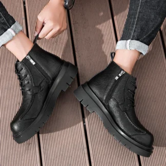 Botas hechas a mano para hombre, estilo clásico de caballero de alta calidad, oficina de negocios, moda al aire libre, calle Otoño/Invierno, suela gruesa