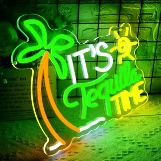 Letrero de neón It's Tequila Time, letrero iluminado regulable USB, decoración de pared para hombre, cueva, letrero iluminado LED para Bar, Pub, Club, dormitorio, fiesta