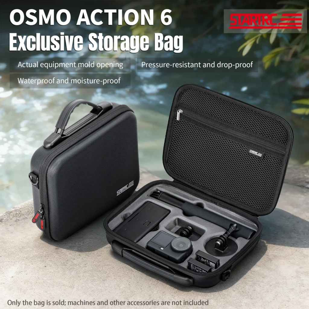 STARTRC-funda de hombro para DJI Osmo Action 6, funda impermeable de PU, almacenamiento de gran espacio para accesorios de cámara DJI Action 6