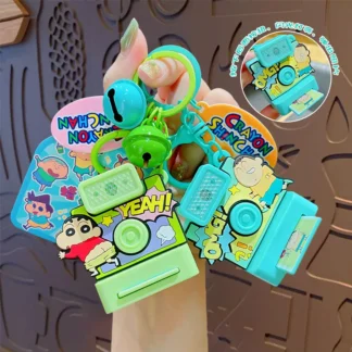 Llavero Kawaii Crayon Shin-Chan Polaroid, colgante de dibujos animados, bonito juguete antiansiedad para aliviar el estrés, colgante para mochila, regalo para niños
