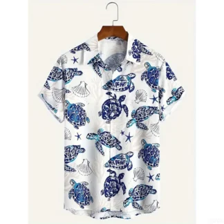 Camisas hawaianas de playa con estampado 3D de tortuga de verano para hombre y mujer, ropa informal de moda, camisa de manga corta, blusa, ropa Harajuku para hombre