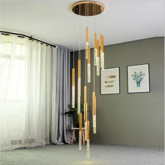 Lámpara colgante de cristal con suspensión para escalera, lámpara colgante LED para vestíbulo de Hotel, candelabros de techo decorativos para sala de estar