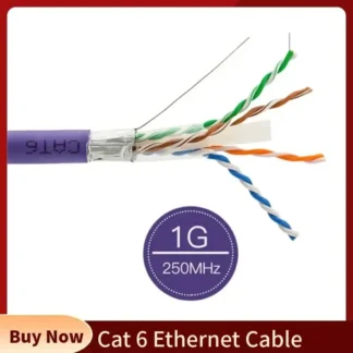 Cable Ethernet Cat 6 20m 10m Cables de red RJ45 Cat6 FTP 4 par trenzado cobre libre de oxígeno puro púrpura OD 7,5mm 23AWG 1G