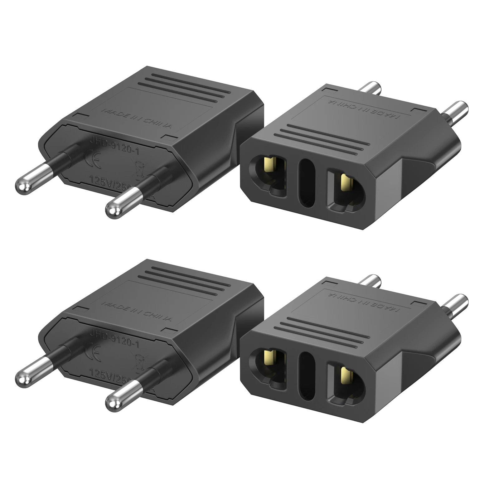 Adaptador de viaje europeo, adaptador de carga estándar europeo a estándar americano, corriente segura 6A, esencial para viajes portátiles