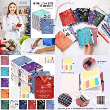 Regalos de agradecimiento de enfermeras: cuaderno inspirador, notas adhesivas, juego de bolígrafos para CNA y equipo de enfermería