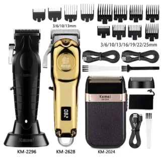 Cortadora de pelo Kemei Km-2296 Km-2628 Km-2024, cortadora de pelo con cuchilla para peluquero, afeitadora recargable inalámbrica
