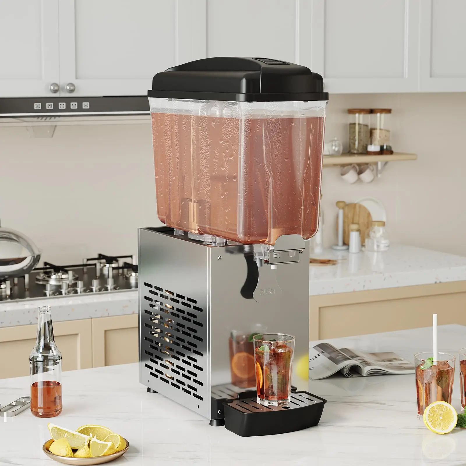 Dispensador de bebidas comercial de 18L, máquina de jugo de té helado de calidad alimentaria, fácil de limpiar, de enfriamiento rápido, para fiesta en Hotel