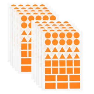 20 hojas de pegatinas de formas geométricas naranjas, etiquetas circulares rectangulares cuadradas triangulares autoadhesivas para manualidades en el hogar y la Oficina