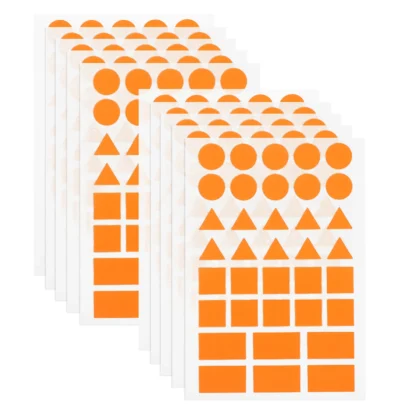 20 hojas de pegatinas de formas geométricas naranjas, etiquetas circulares rectangulares cuadradas triangulares autoadhesivas para manualidades en el hogar y la Oficina