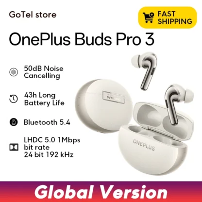 Versión Global Oneplus Buds Pro 3 TWS auricular Bluetooth 50dB cancelación activa de ruido 43h duración de la batería Bluetooth 5,4 IP55 AAC SBC
