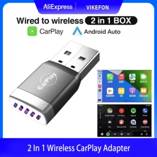 Dongle CarPlay inalámbrico 2 en 1, adaptador inalámbrico para Android Auto, caja inteligente AI, sistemas inteligentes para coche con CarPlay con cable