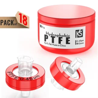 Filtros de jeringa, membrana de PTFE hidrofóbica, tamaño de poro de 0,45 μm, 13 mm de diámetro para filtración experimental, 18 piezas de Ks-Tek