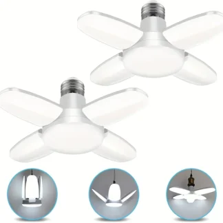 Bombilla LED plegable con forma de ventilador E27, 28W, ac220v/110V, deformación para luces de techo del hogar, almacén y garaje, luz de hoja blanca 6500K