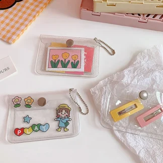 Funda transparente impermeable de Pvc para estudiantes, tarjetero de visita, bolsa para tarjetas de crédito, Mini billetera para tarjetas de identificación, monedero para niñas