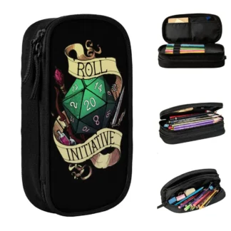 Estuche de lápices de la iniciativa Roll, bolsa de bolígrafo de dragón de mazmorra, bolsa de lápices de cosméticos escolares, bolsa de almacenamiento grande para niñas y niños, estudiantes, nuevo