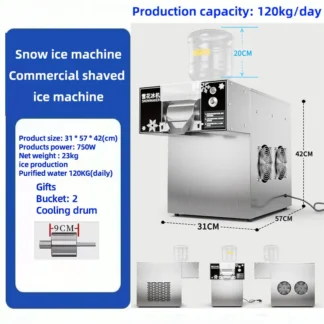LX 120KG/24H máquina de hielo de copo de nieve coreana comercial de alta resistencia pequeña leche Mango Bingsu afeitadora trituradora de batidos 110V 220V