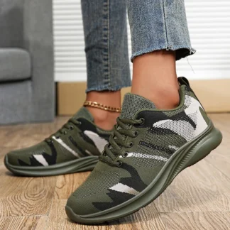 Zapatillas para correr informales planas unisex, zapatos para caminar todoterreno al aire libre con cordones verdes militares para senderismo y montañismo serie 2025