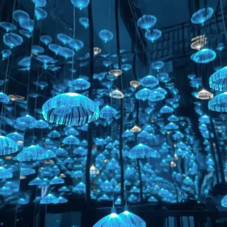 Luces decorativas cuadradas, candelabro de luz LED de medusas de fibra óptica colorida, decoración navideña de Año Nuevo, guirnaldas de adorno para exteriores