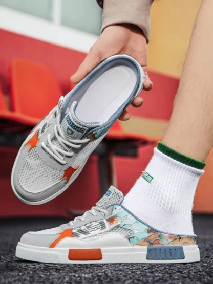 Zapatilla de malla para deportes al aire libre para hombre, zapatos baratos cómodos y transpirables, novedad en diapositivas, zapatos divertidos de goma de lujo de diseñador para hombre