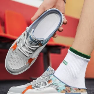 Zapatilla de malla para deportes al aire libre para hombre, zapatos baratos cómodos y transpirables, novedad en diapositivas, zapatos divertidos de goma de lujo de diseñador para hombre