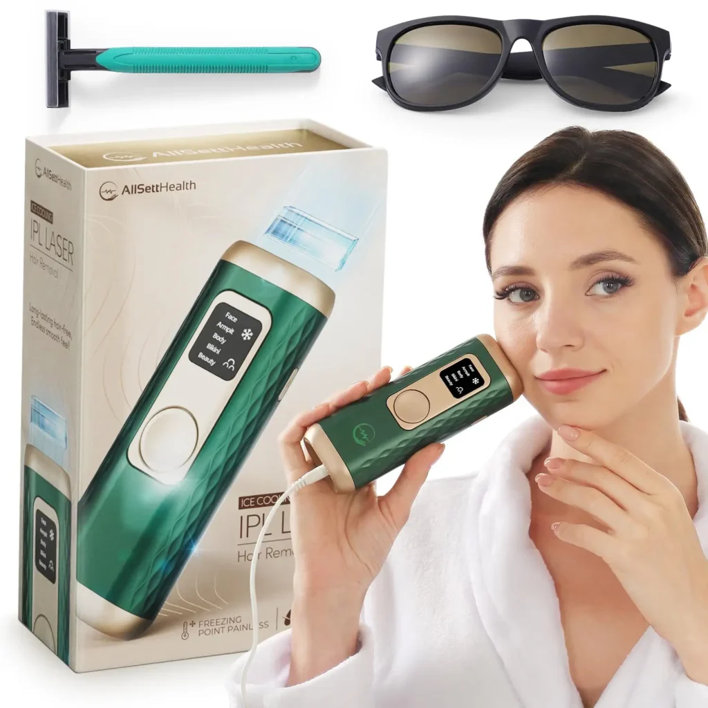 Depilación láser IPL con 40 ° F Refrigeración, 5 modos, pantalla LCD para rostro y cuerpo sin dolor: hombres y mujeres