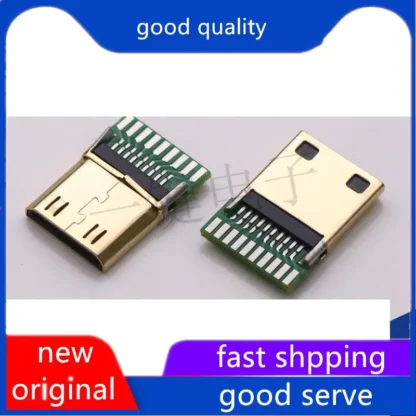 10 Uds original nuevo conector macho HDMI tipo C con enchufe de cable de soldadura 19P 19 + 1 mini conector macho con placa PCB