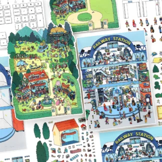 Pegatinas de paisajismo 3D de dibujos animados, escena en miniatura, tema de cabina artesanal, Cuenta de mano, suministros de papelería bonitos para manualidades creativas, 3 uds.