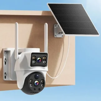 Cámara Solar WiFi lentes duales para exteriores 8MP 4K batería de baja potencia cámara IP PIR visión nocturna V380 Pro cámara de seguridad CCTV