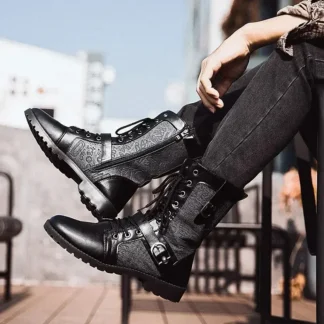 Botas de moda para Hombre, Botas de moto a media pantorrilla de tendencia, zapatos informales de caña alta para Hombre, Botas cortas de estilo británico para Hombre, Botas para Hombre