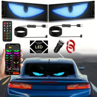 Panel de matriz LED, señal de alimentación USB, ojo del diablo, pantalla Flexible, Control por aplicación, iluminación programable DIY para accesorios de decoración de coche, 2 uds.
