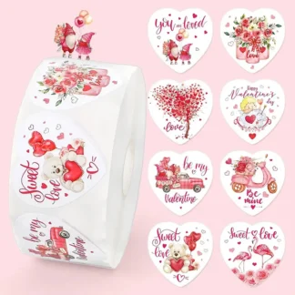 500 Uds pegatinas del Día de San Valentín pegatinas de corazón de amor para fiesta de boda, etiquetas adhesivas de papelería sellos para hornear decoración de regalos