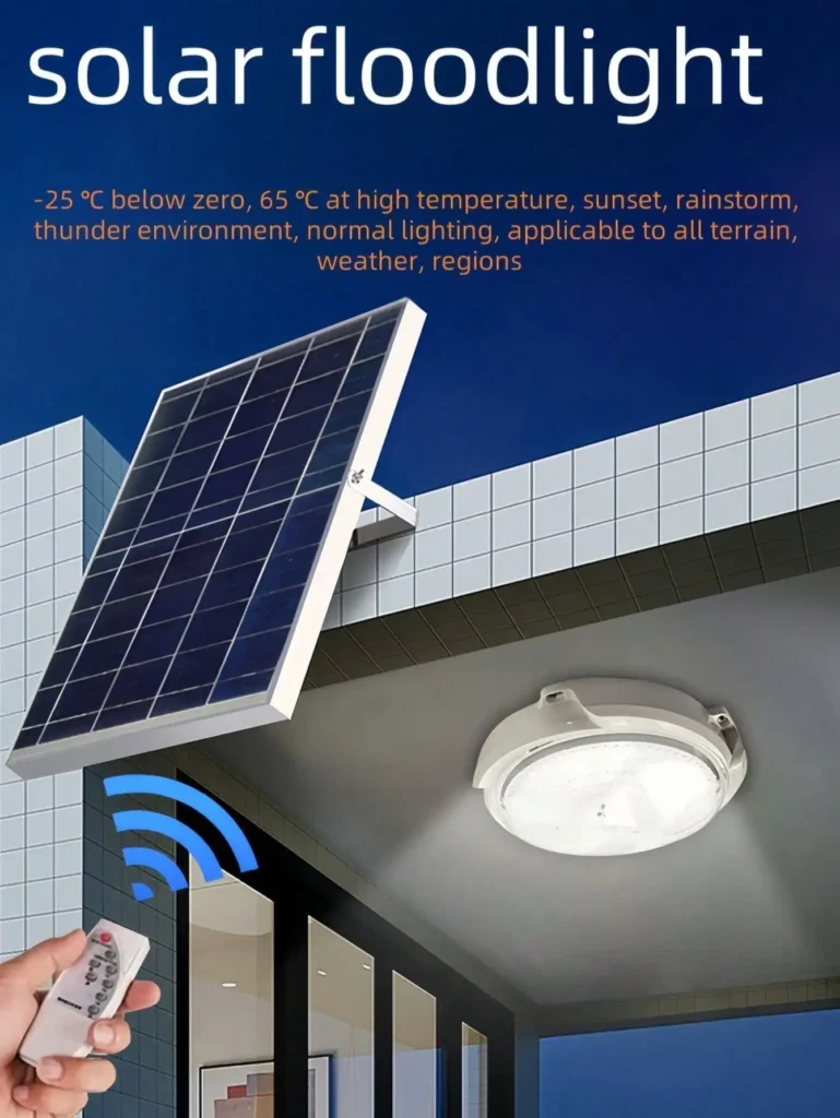 Luz LED solar (1 pieza): control remoto/temporizado, ABS impermeable, 3 tamaños (batería 18650) - Balcón/jardín