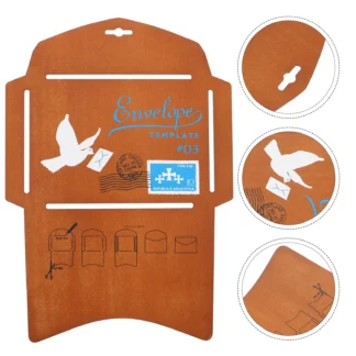 Plantilla de sobre de madera para manualidades, fabricación de tarjetas de felicitación, diseño calado, herramienta de direccionamiento de letras Vintage