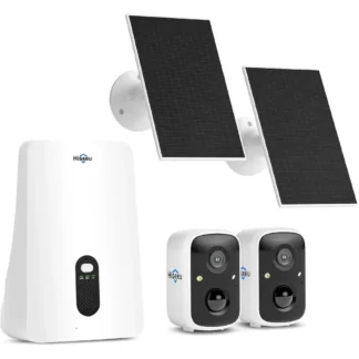 Cámaras de seguridad inalámbricas para exteriores, kit de 2 cámaras, ampliables a 10 canales, sin tarifa mensual, con energía solar, sistema de cámaras de seguridad para el hogar w