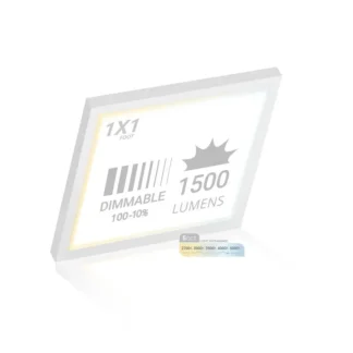 Panel de montaje en superficie cuadrado LED de 1x1 pies, 5CCT 2700K 3000K 3500K 4000K 5000K seleccionable, 1500LM 18W, controlador interno, plano regulable
