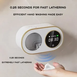Dispensador automático de jabón montado en la pared con Sensor recargable sin contacto de gran capacidad para cocina con limpieza inteligente LED