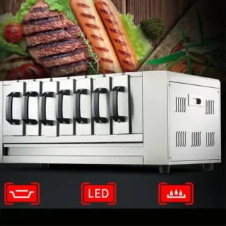 Parrilla de barbacoa comercial sin humo de escritorio, horno eléctrico con Control de temperatura inteligente, calefacción, brochetas rotativas de 2600W, 220v