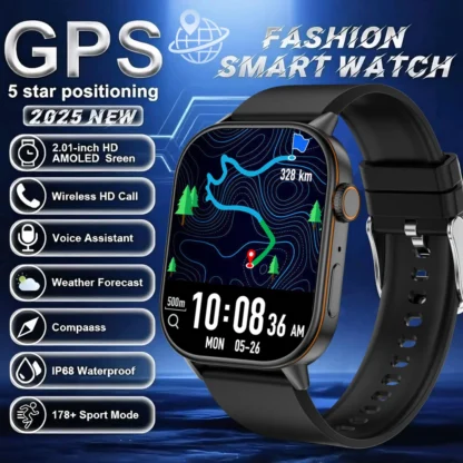 Reloj inteligente militar con GPS para hombre, linterna con brújula, rastreador de deportes al aire libre resistente al agua, llamada Bluetooth, reloj inteligente para Android IOS 2025