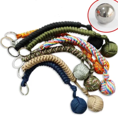 Protección de seguridad al aire libre, puño de mono negro, bola de acero para niña, rodamiento, cordón de autodefensa, llavero de supervivencia, ventanas rotas