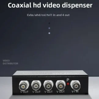 Nuevo Señal 1 en 4 salidas AHD/CVI/TVI Video Splitter HD cámara coaxial, negro