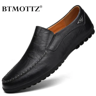 Zapatos informales de cuero genuino para hombre, mocasines italianos suaves de marca, mocasines transpirables, zapatos de conducción negros de talla grande 37-47